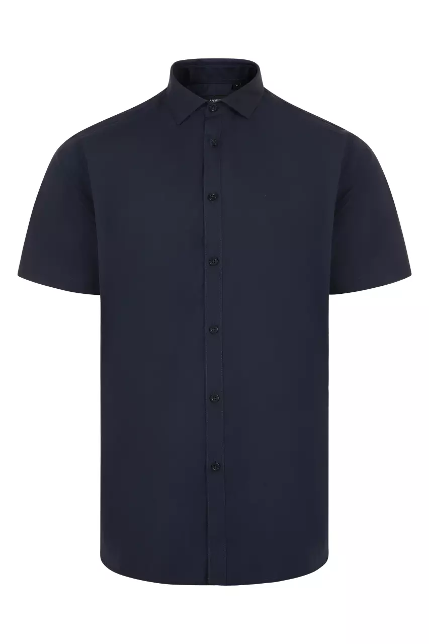 Velilla Short-Sleeved Work Shirt, Navy Blue