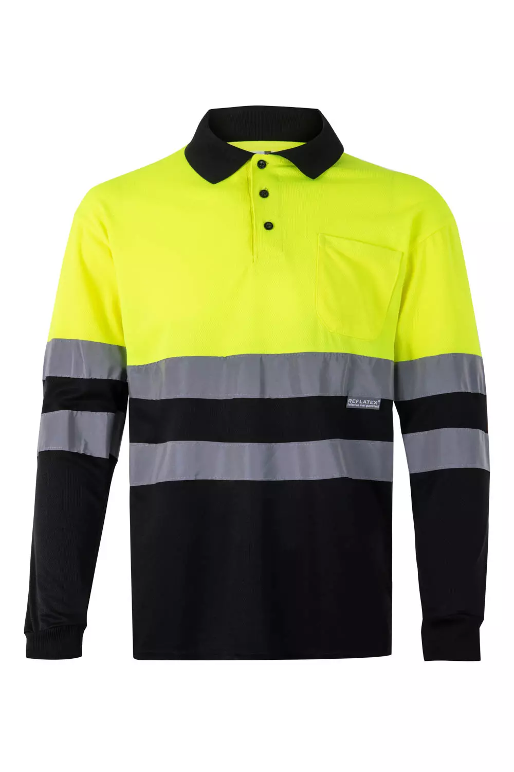 Velilla 175-00-20, Warnschutz-Langarm-Poloshirt, Schwarz/Warngelb