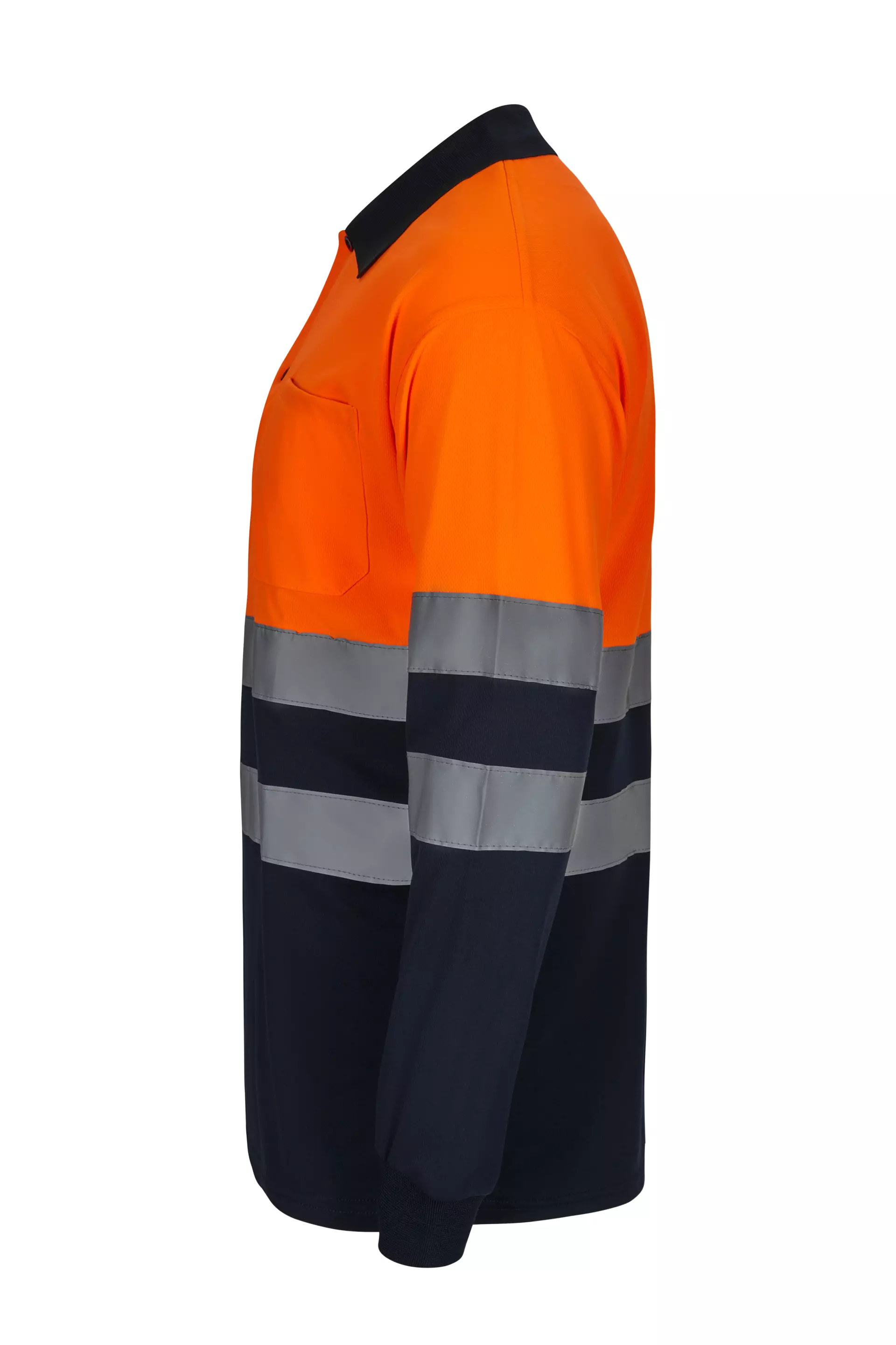 Velilla 305507-01-19, Warnschutz-Langarm-Poloshirt, Marineblau/Warnorange, image 2