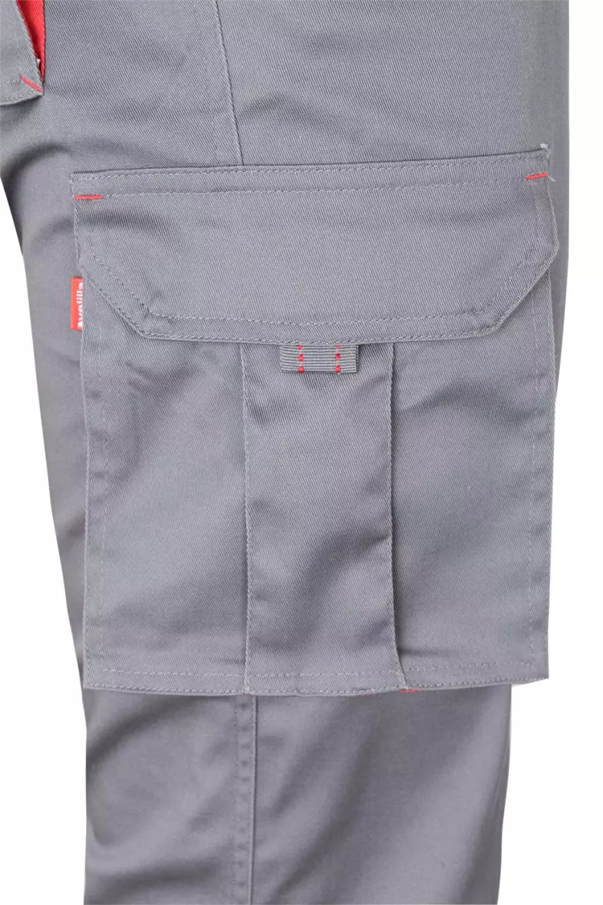 Velilla 103024S-08-12, Work Trousers, Grey/Red, image 6, gallery thumbnail