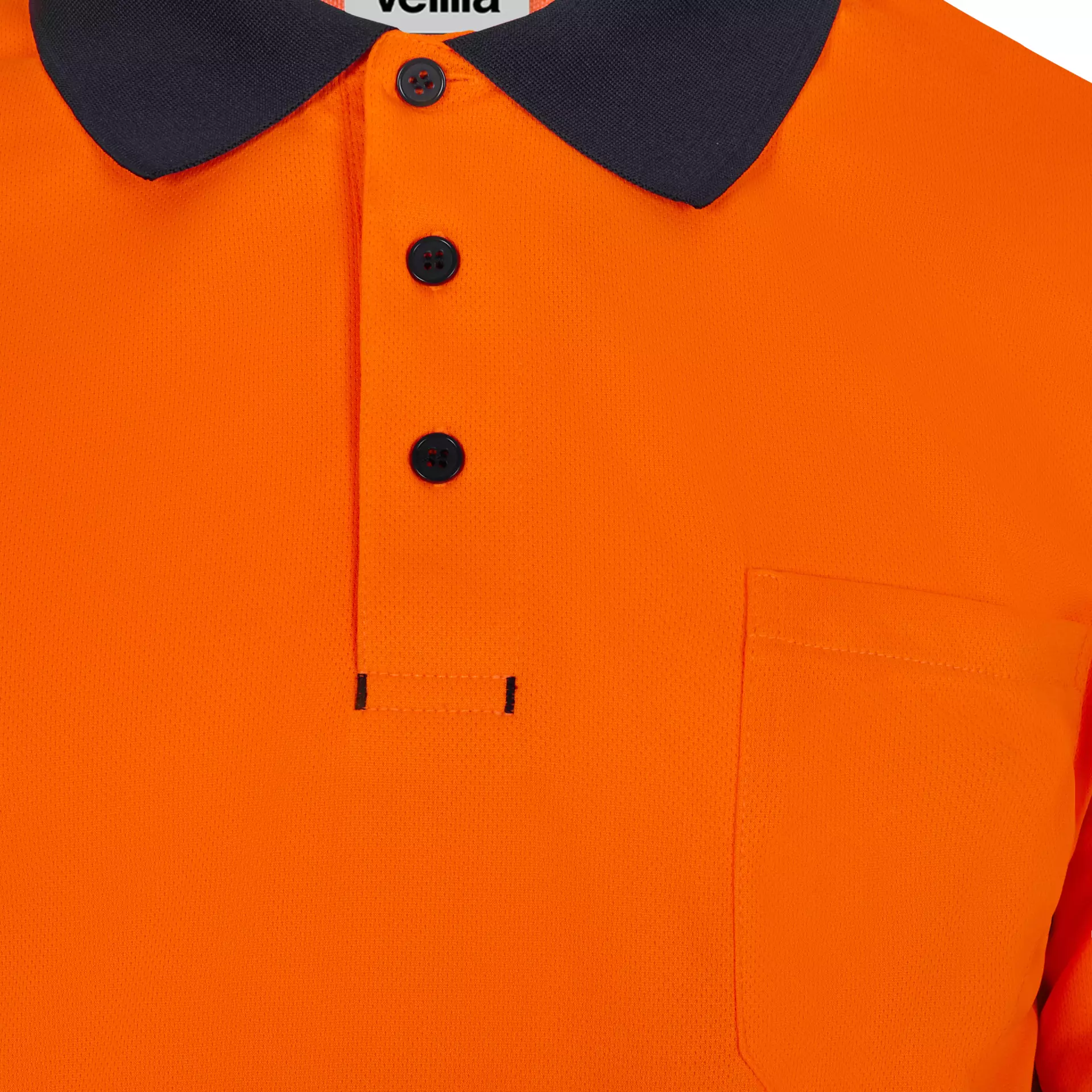Velilla 305535-61-19-2, High-Vis Long Sleeved Polo Shirt, Size 4XL/5XL, Navy Blue/Hi-Vis Orange, image 4