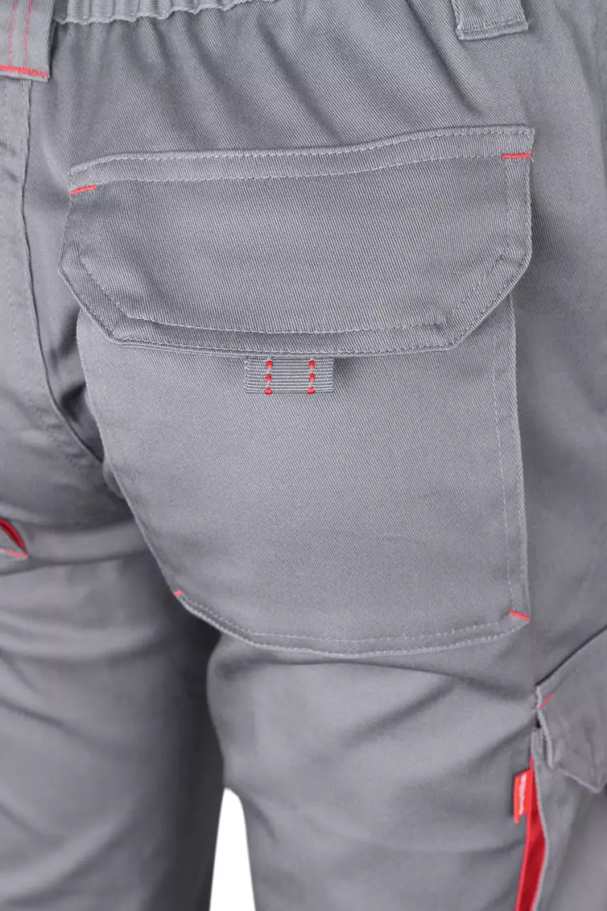 Velilla 103024S-08-12, Work Trousers, Grey/Red, image 4, gallery thumbnail