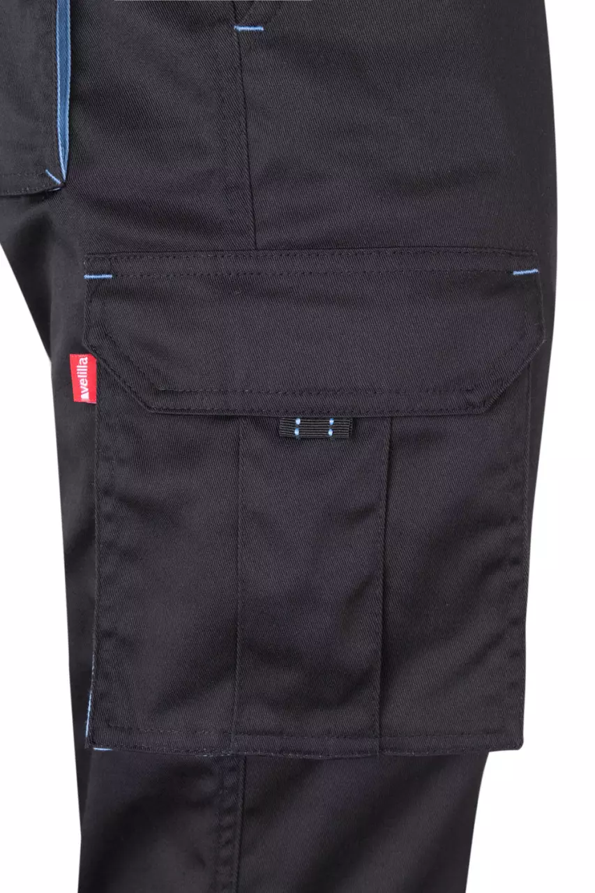 Velilla 103024S-00-05, Work Trousers, Black/Sky Blue, image 3, gallery thumbnail