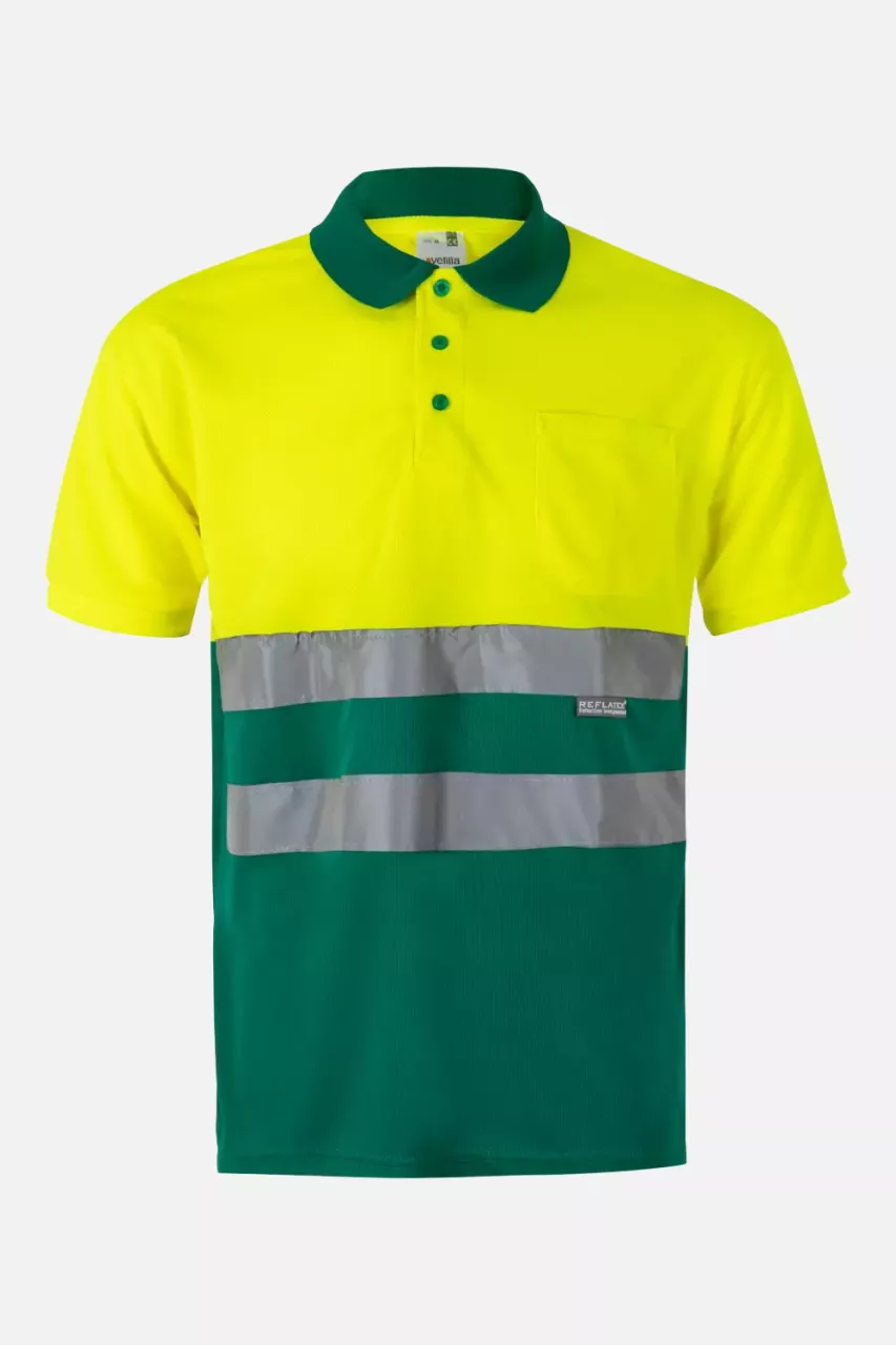 Velilla 0173-02-20, Warnschutz-Poloshirt, Grün/Warngelb, image 1, gallery thumbnail