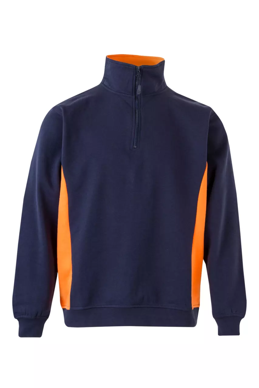 Velilla Work Sweatshirt, Navy Blue/Orange