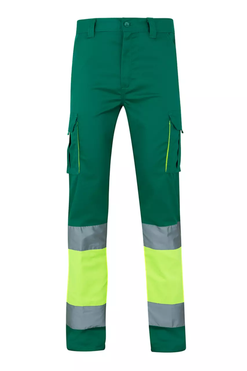 Velilla 303002S-02-20-1, High-Vis Work Trousers, Green/Hi-Vis Yellow, image 1, gallery thumbnail