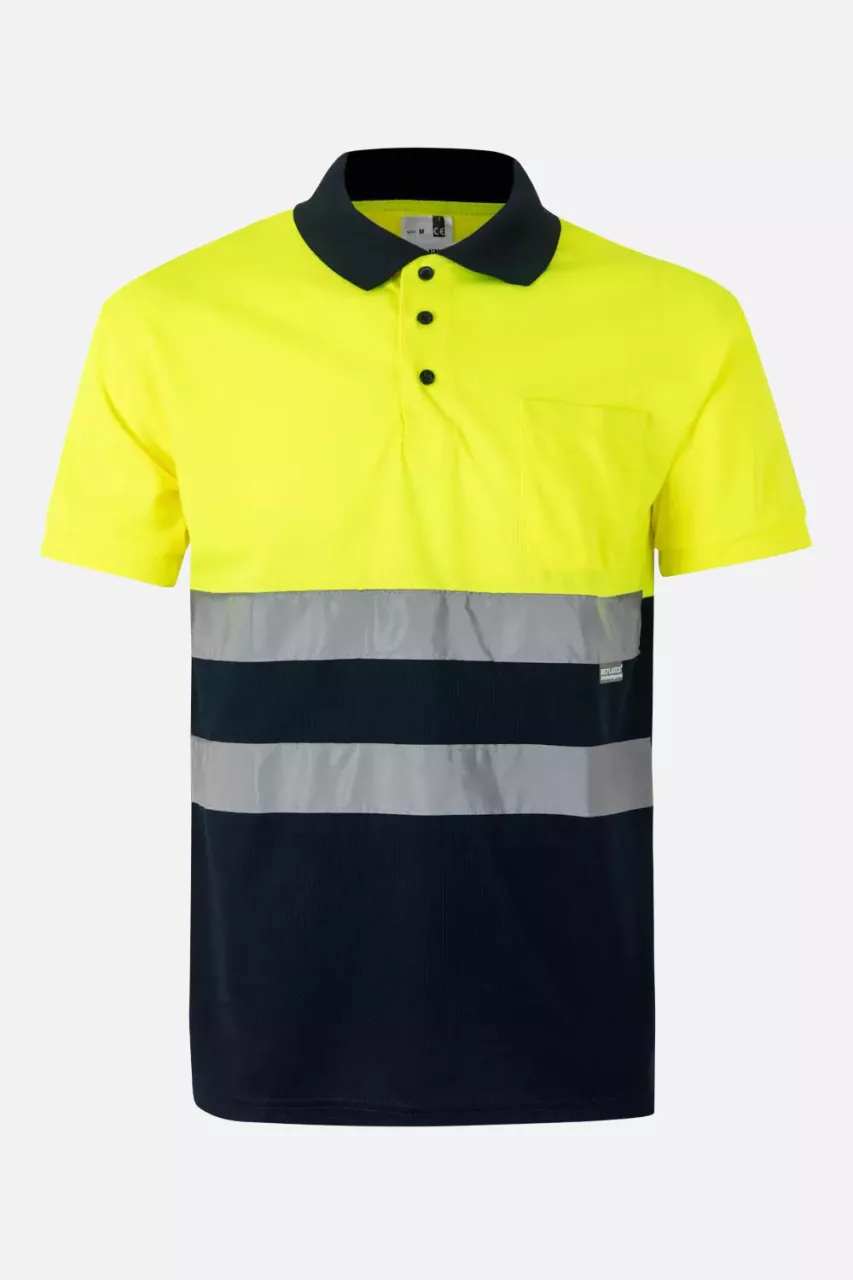Velilla 0173-01-20, High-Vis Polo Shirt, Marine Blue/Hi-Vis Yellow, image 1, gallery thumbnail