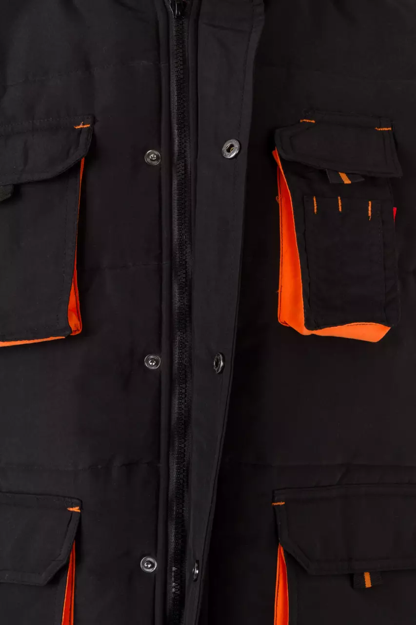 Velilla 205902-00-16, Padded Work Vest, Black/Orange, image 2, gallery thumbnail