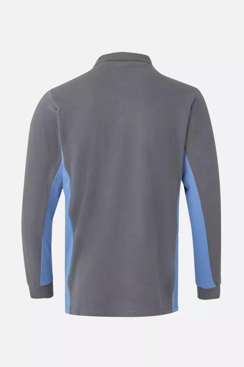 Velilla 105514-08-05, Long Sleeved Polo Shirt, Grey/Sky Blue, image 2, gallery thumbnail