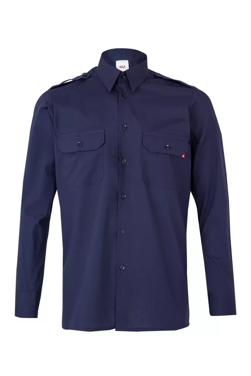 Velilla Long Sleeved Work Shirt, Marine Blue