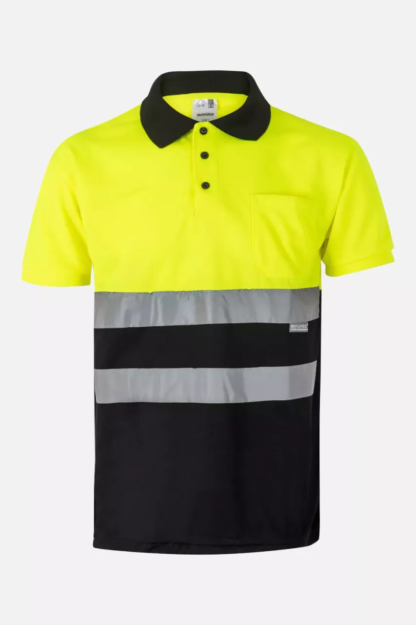 Velilla 173-00-20-2, High-Vis Polo Shirt, Size 4XL/5XL, Black/Hi-Vis Yellow, image 1, gallery thumbnail