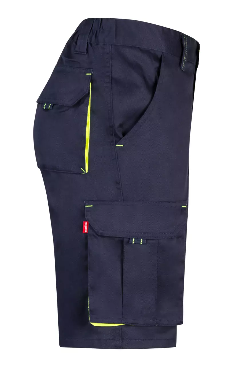 Velilla 103010S-01-20, Work Shorts, Marine Blue/Hi-Vis Yellow, image 4, gallery thumbnail