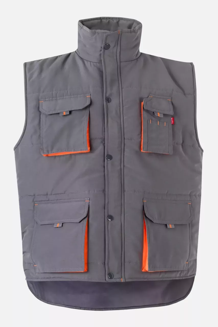 Velilla 205902-08-16, Padded Work Vest, Grey/Orange, image 1, gallery thumbnail