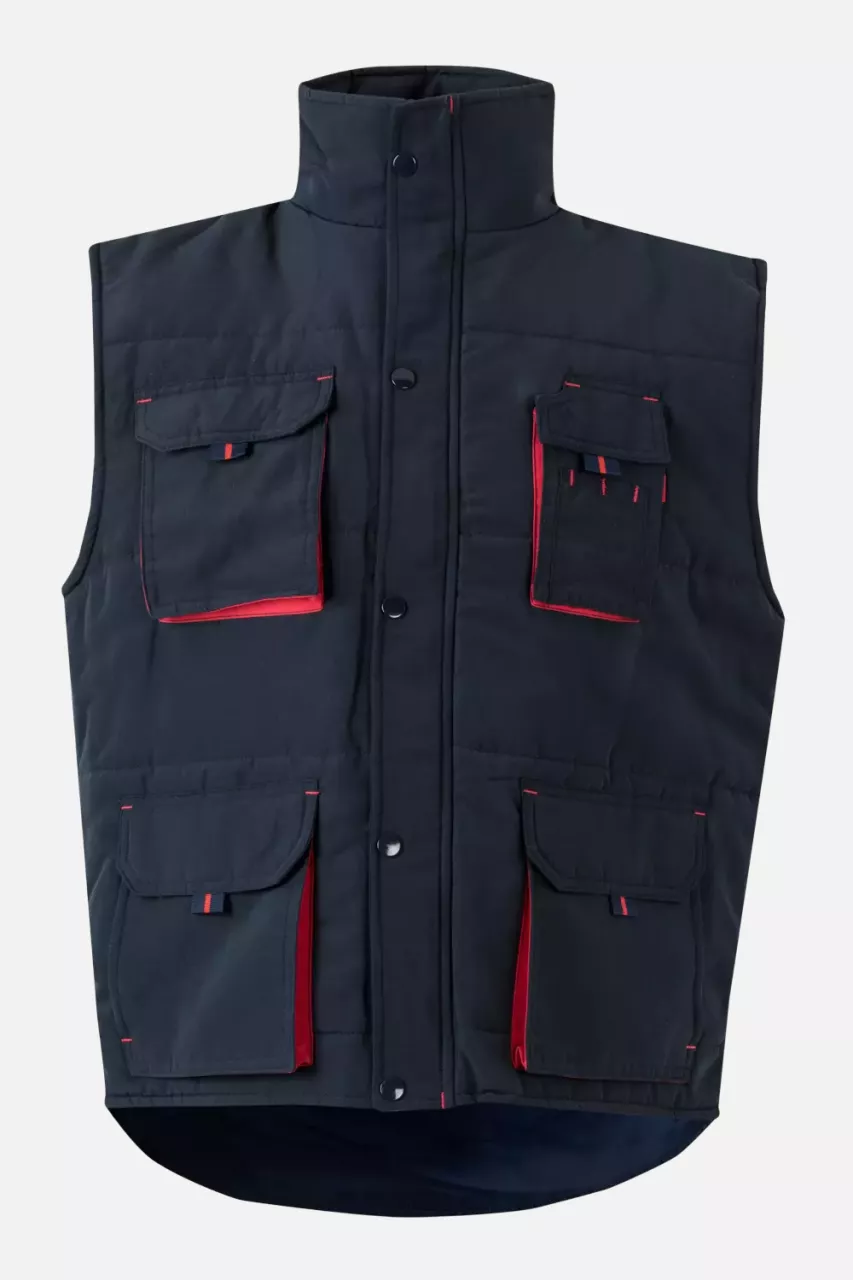 Velilla 205902-61-12, Padded Work Vest, Navy Blue/Red, image 1, gallery thumbnail