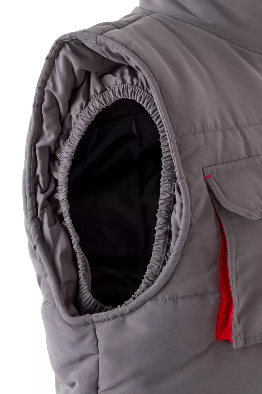 Velilla 205902-08-12, Padded Work Vest, Grey/Red, image 3, gallery thumbnail