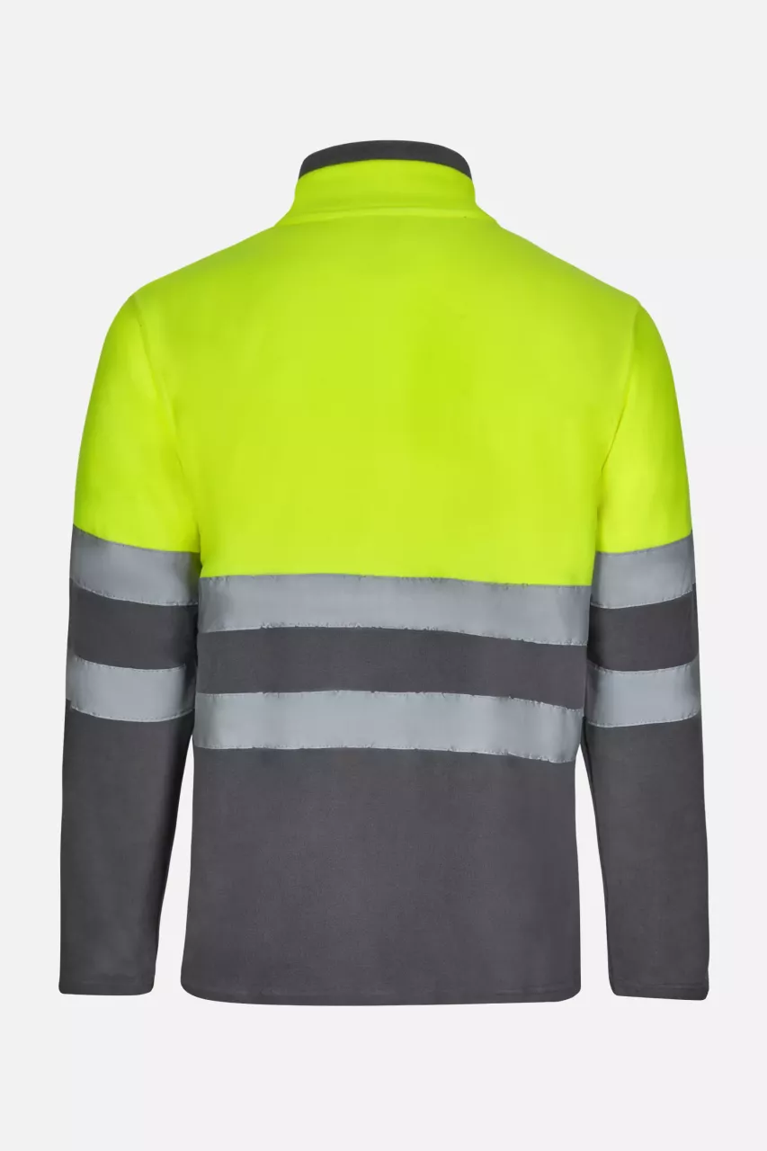 Velilla 301503-08-20, High-Vis Fleece Jacket, Grey/Hi-Vis Yellow, image 2, gallery thumbnail