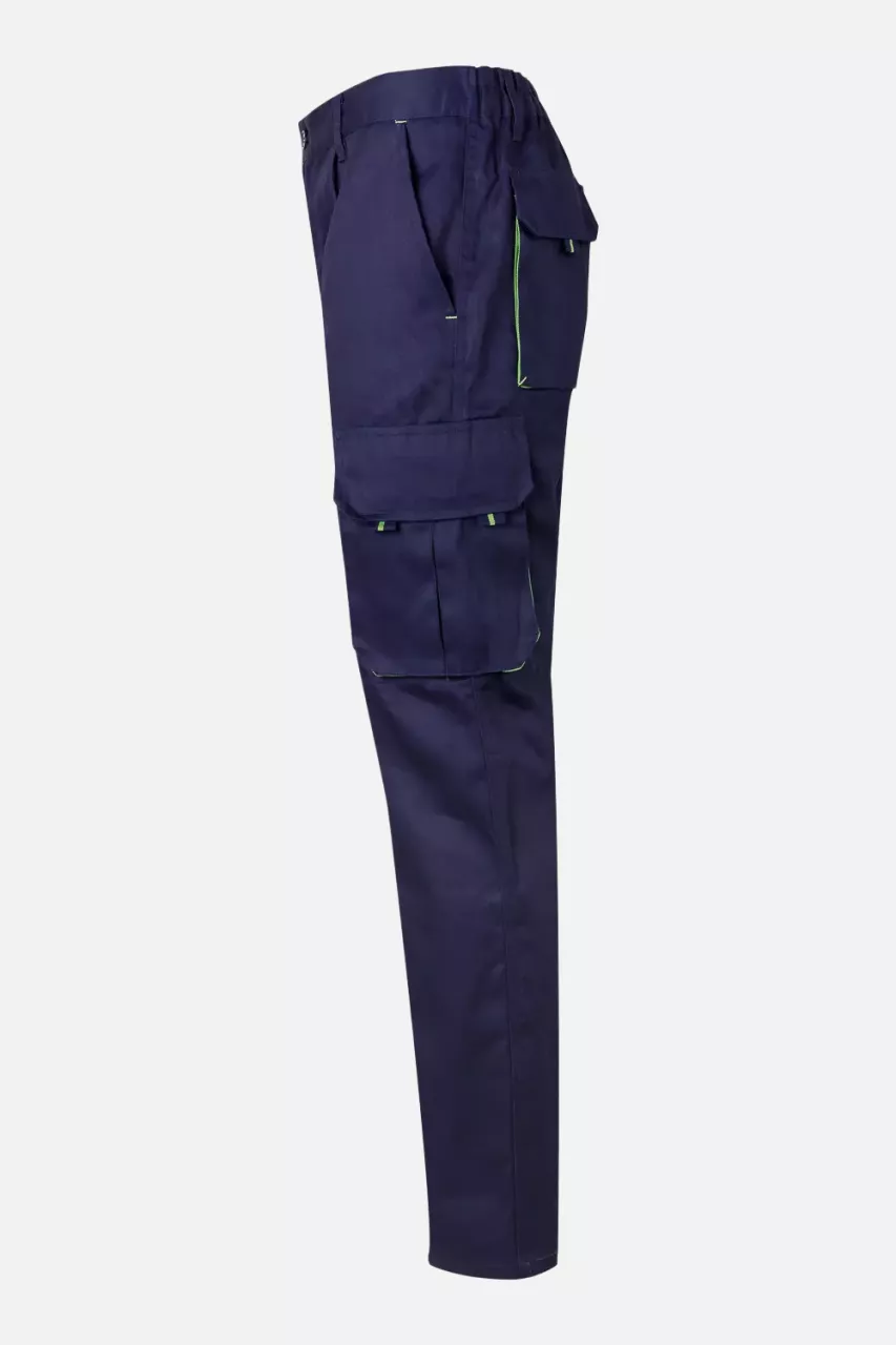 Velilla 103004-01-25, Work Trousers, Marine Blue/Lime Green, image 2, gallery thumbnail