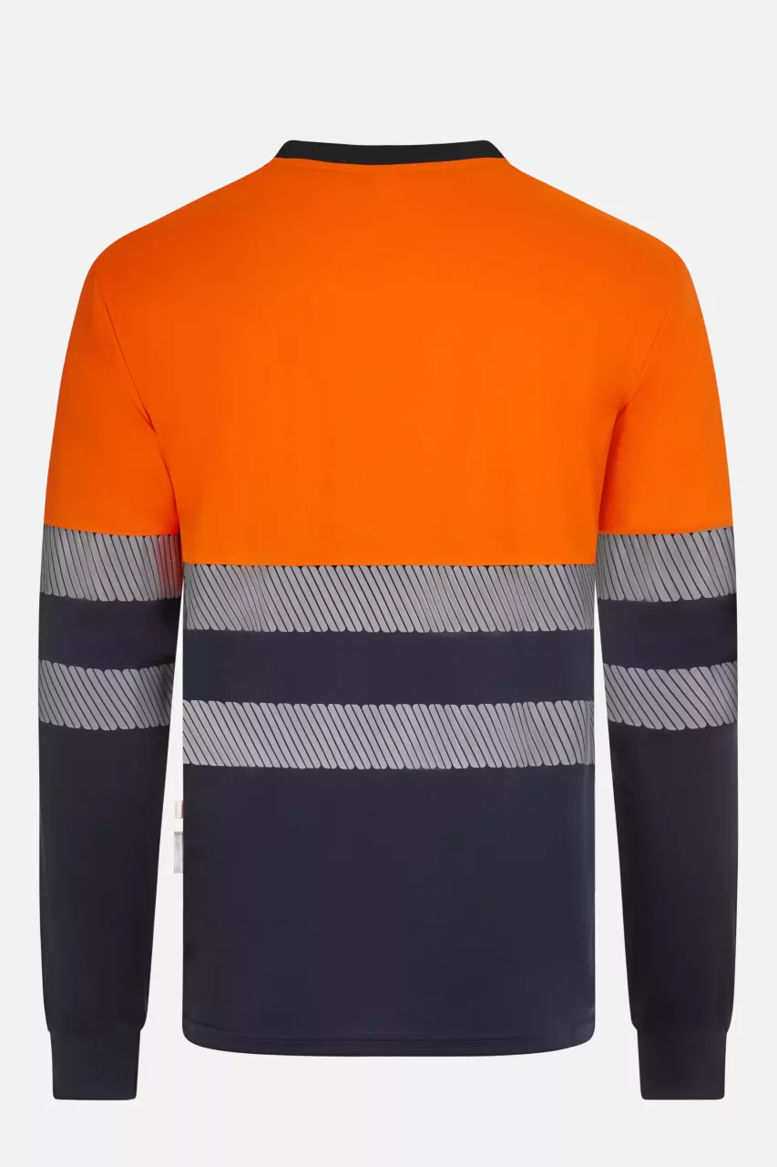 Velilla 305635-61-19, Warnschutz-Langarm-T-Shirt, Marineblau/Warnorange, image 4, gallery thumbnail