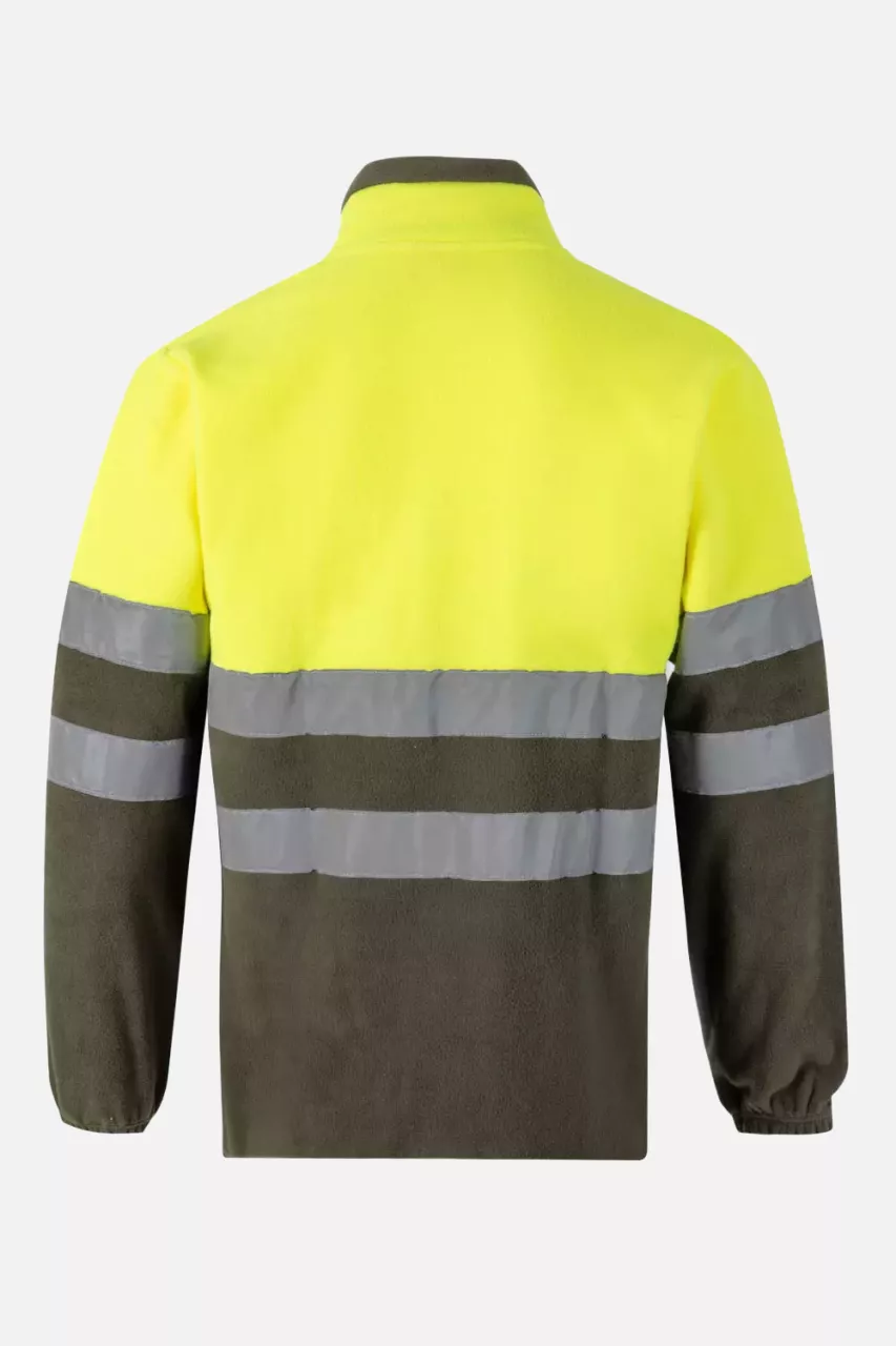 Velilla 0183-03-20, High-Vis Fleece Jacket, Khaki Green/Hi-Vis Yellow, image 4, gallery thumbnail
