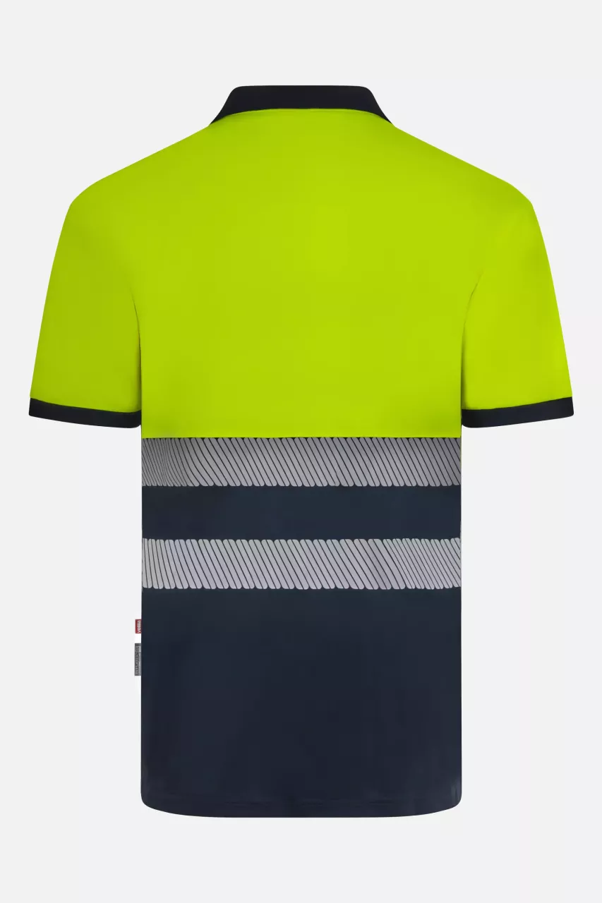Velilla 305533-61-20-1, High-Vis Polo Shirt, Navy Blue/Hi-Vis Yellow, image 4, gallery thumbnail