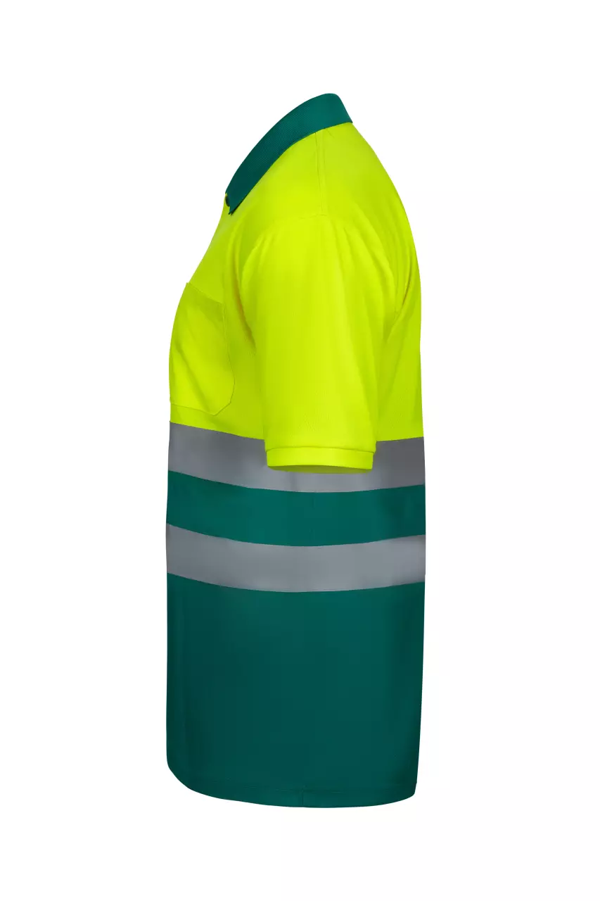 Velilla 305504-02-20, Warnschutz-Kurzarm-Poloshirt, Grün/Warngelb, image 2, gallery thumbnail
