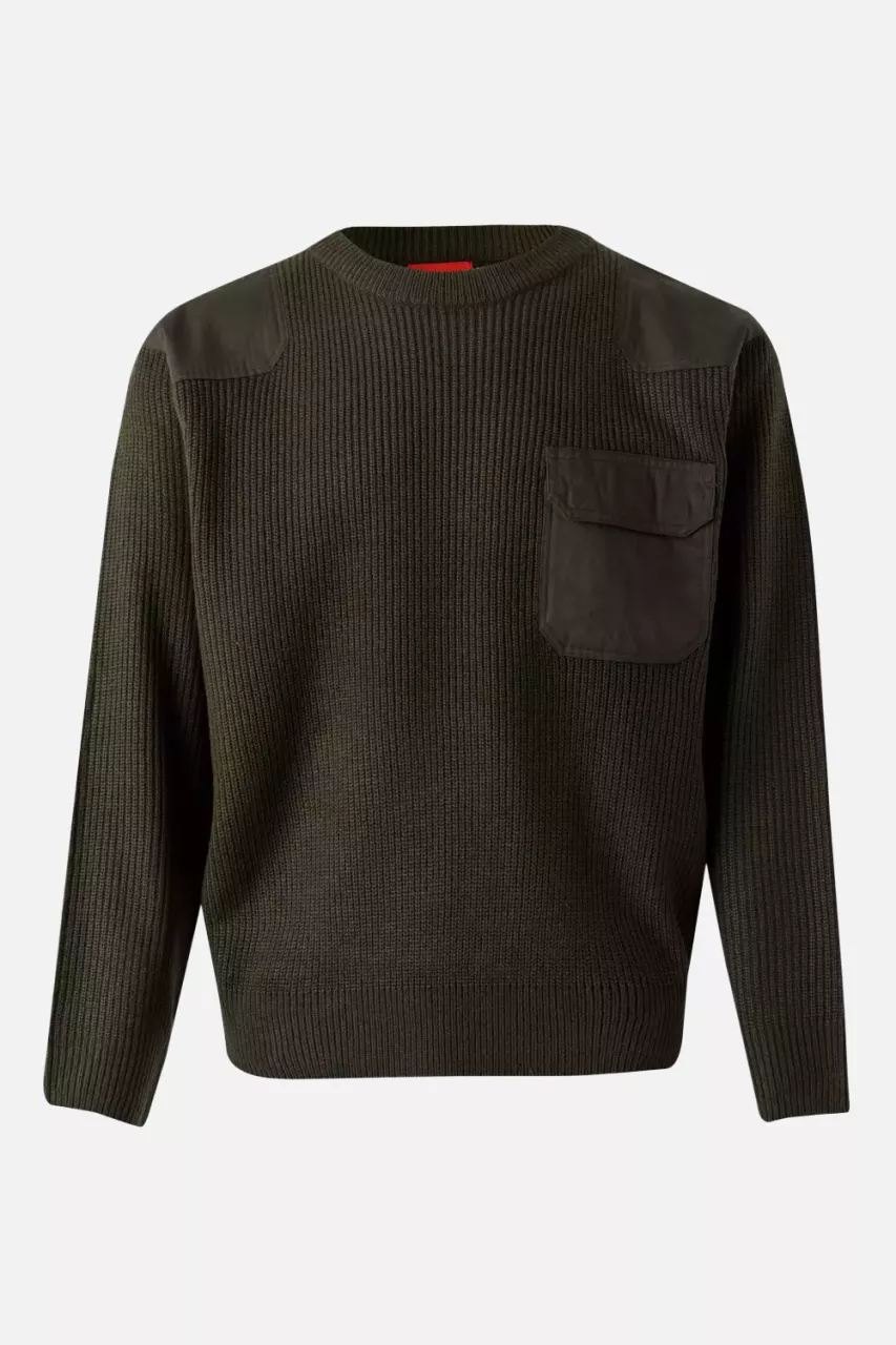 Velilla 100-03, Work Sweater, Khaki Green, image 1, gallery thumbnail