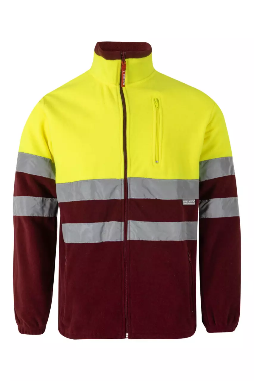 Velilla 183-18-20-2, High-Vis Fleece Jacket, Size 4XL/5XL, Maroon/Hi-Vis Yellow, image 1, gallery thumbnail