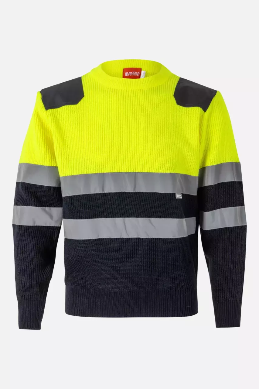 Velilla 0179-01-20, High-Vis Work Sweater, Marine Blue/Hi-Vis Yellow, image 1, gallery thumbnail