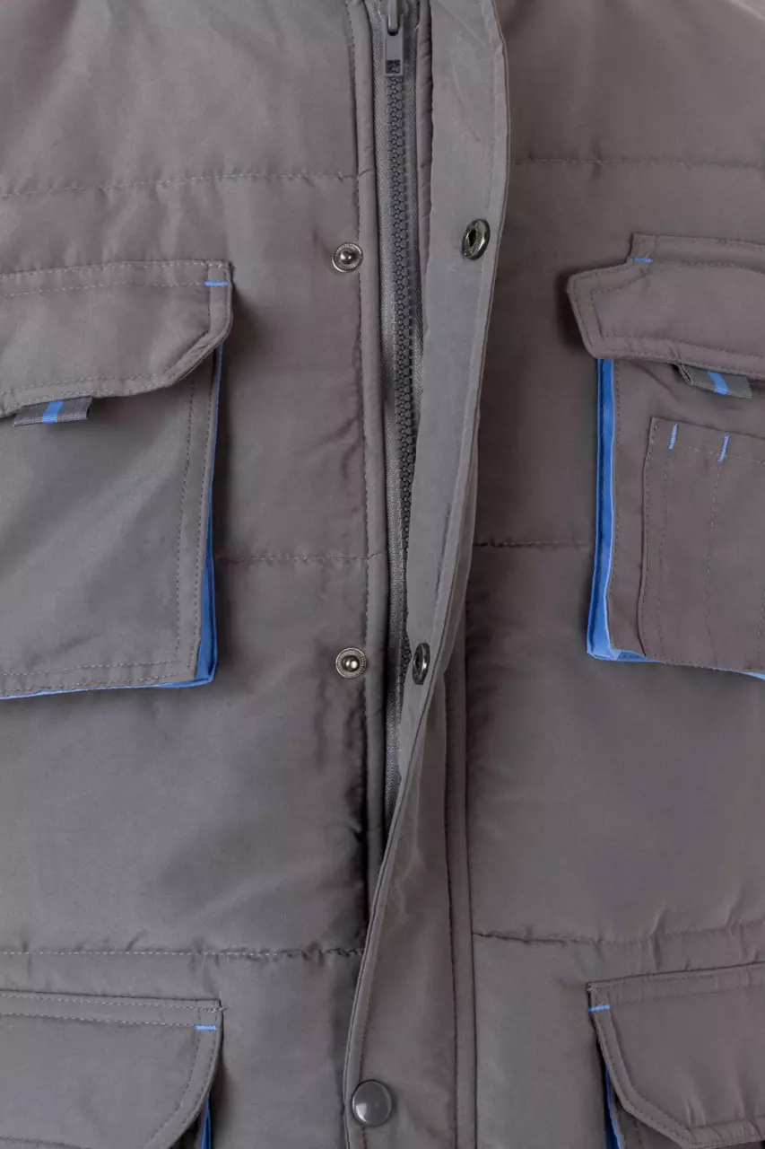 Velilla 205902-08-05, Padded Work Vest, Grey/Sky Blue, image 6, gallery thumbnail