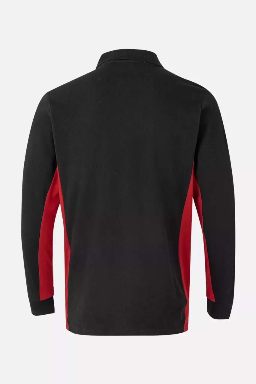 Velilla 105514-00-12, Long Sleeved Polo Shirt, Black/Red, image 2, gallery thumbnail
