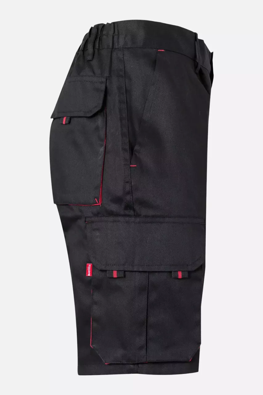 Velilla 103007-00-12, Work Shorts, Black/Red, image 3, gallery thumbnail