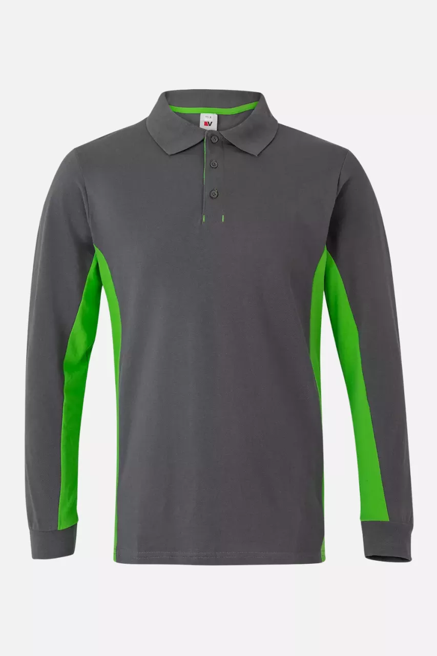 Velilla 105514-08-25, Long Sleeved Polo Shirt, Grey/Lime Green, image 1, gallery thumbnail