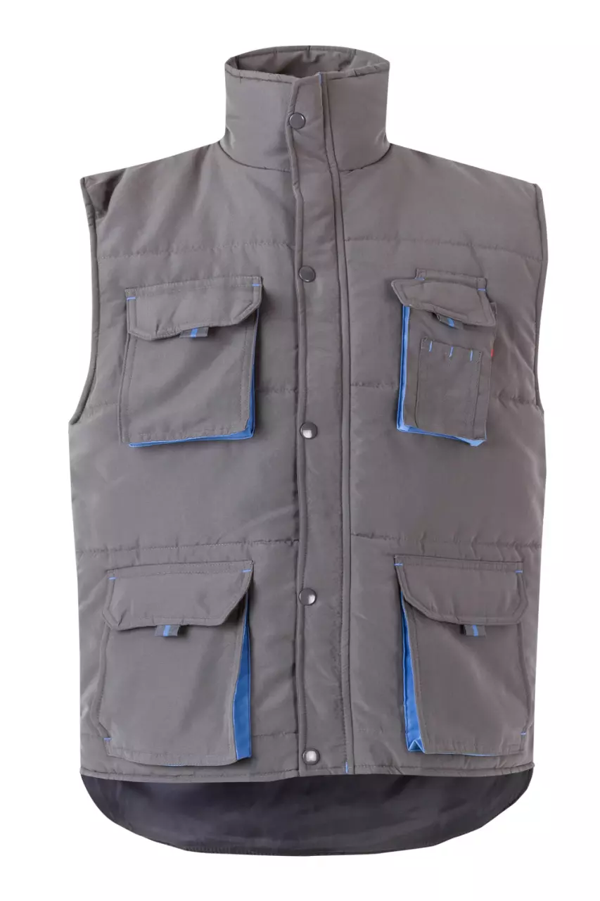 Velilla 205902-08-05, Padded Work Vest, Grey/Sky Blue, image 1, gallery thumbnail