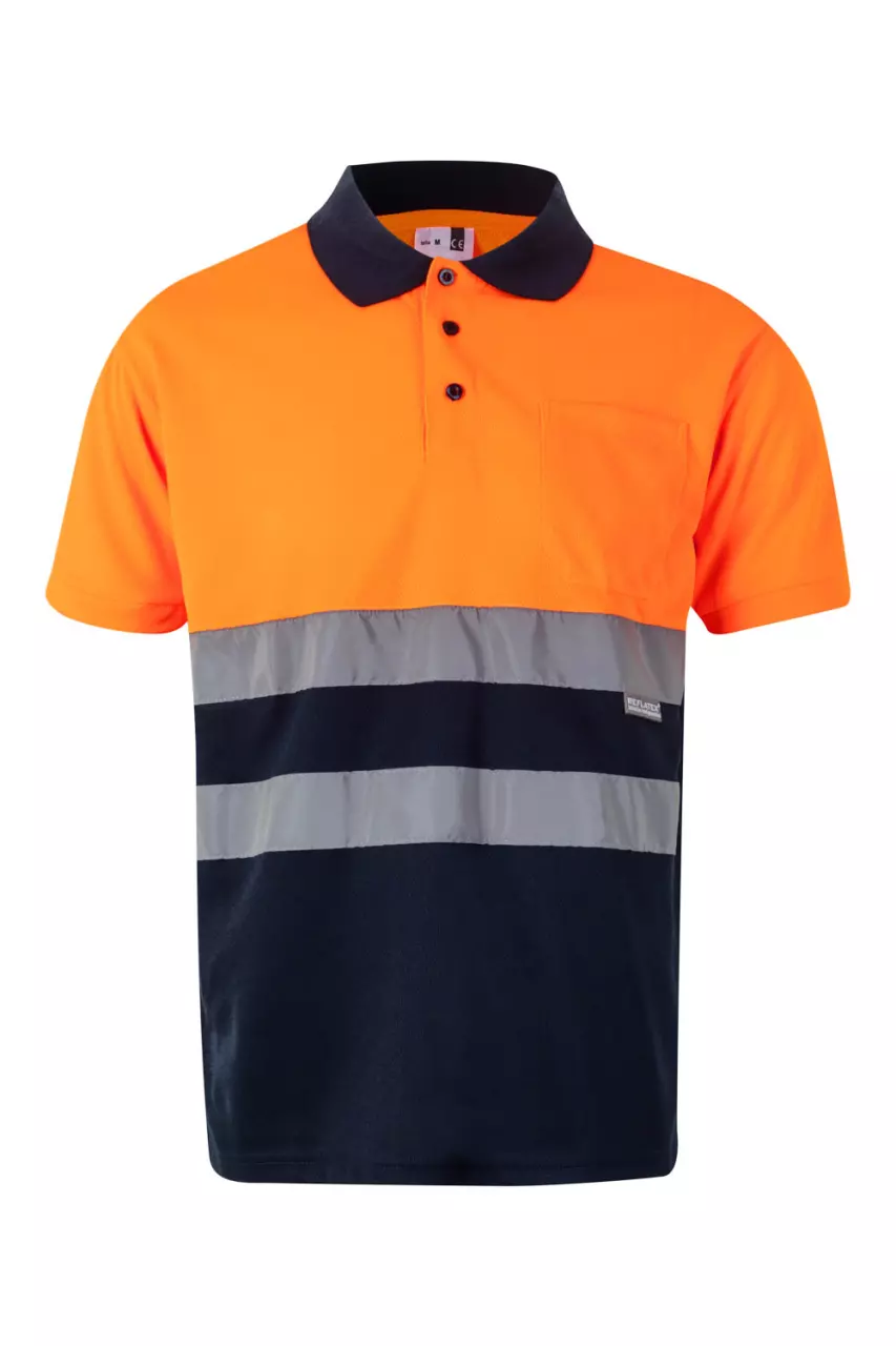 Velilla 0173-01-19-2, Warnschutz-Poloshirt, Größe 4XL/5XL, Marineblau/Warnschutz-Orange