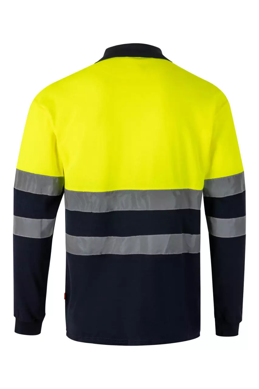 Velilla 305515-61-20, High-Vis Long Sleeved Polo Shirt, Navy Blue/Hi-Vis Yellow, image 5, gallery thumbnail