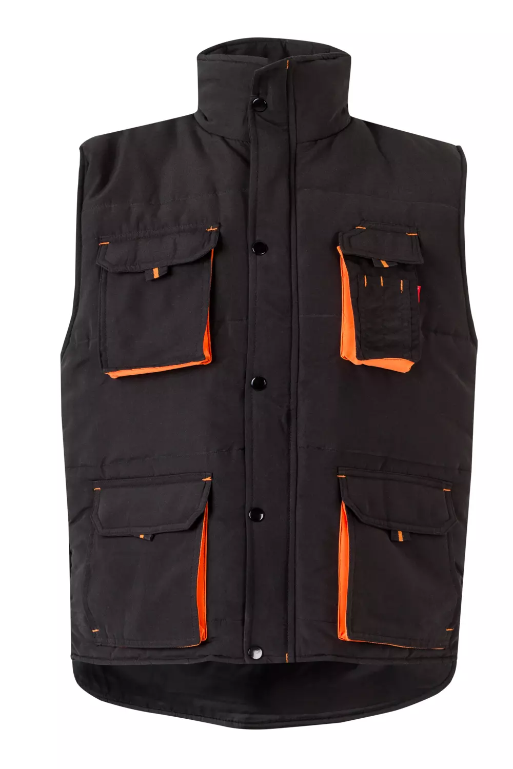 Velilla 205902-00-16, Padded Work Vest, Black/Orange