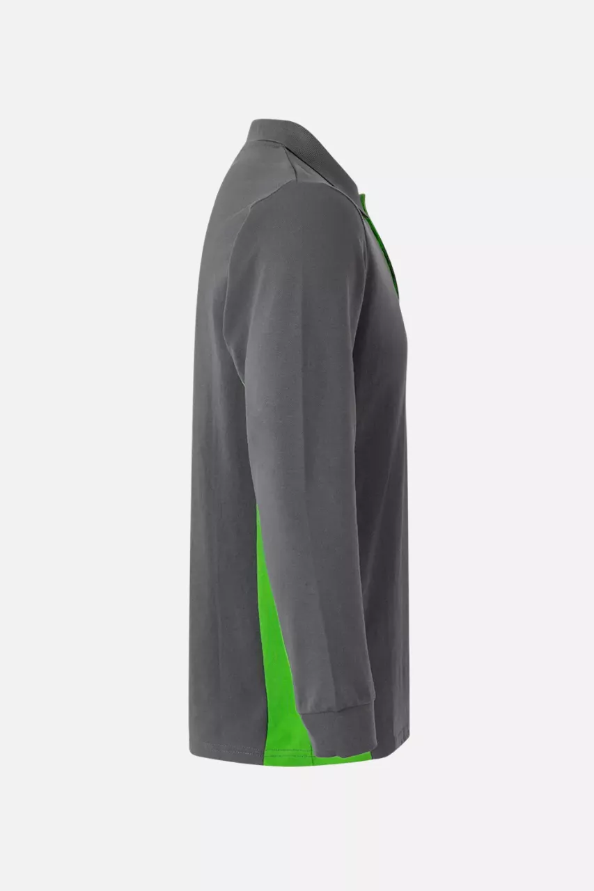 Velilla 105514-08-25, Long Sleeved Polo Shirt, Grey/Lime Green, image 2, gallery thumbnail