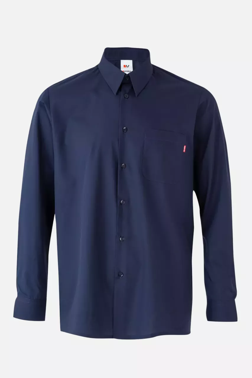 Velilla 529-01, Long Sleeved Work Shirt, Marine Blue, image 1, gallery thumbnail