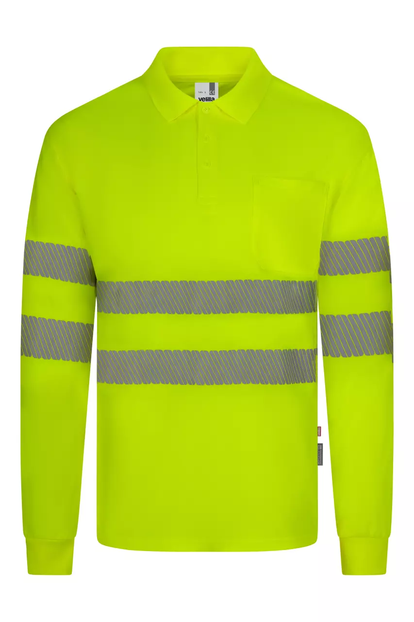 Velilla 305534-20-1, High-Vis Long Sleeved Polo Shirt, Hi-Vis Yellow, image 1, gallery thumbnail