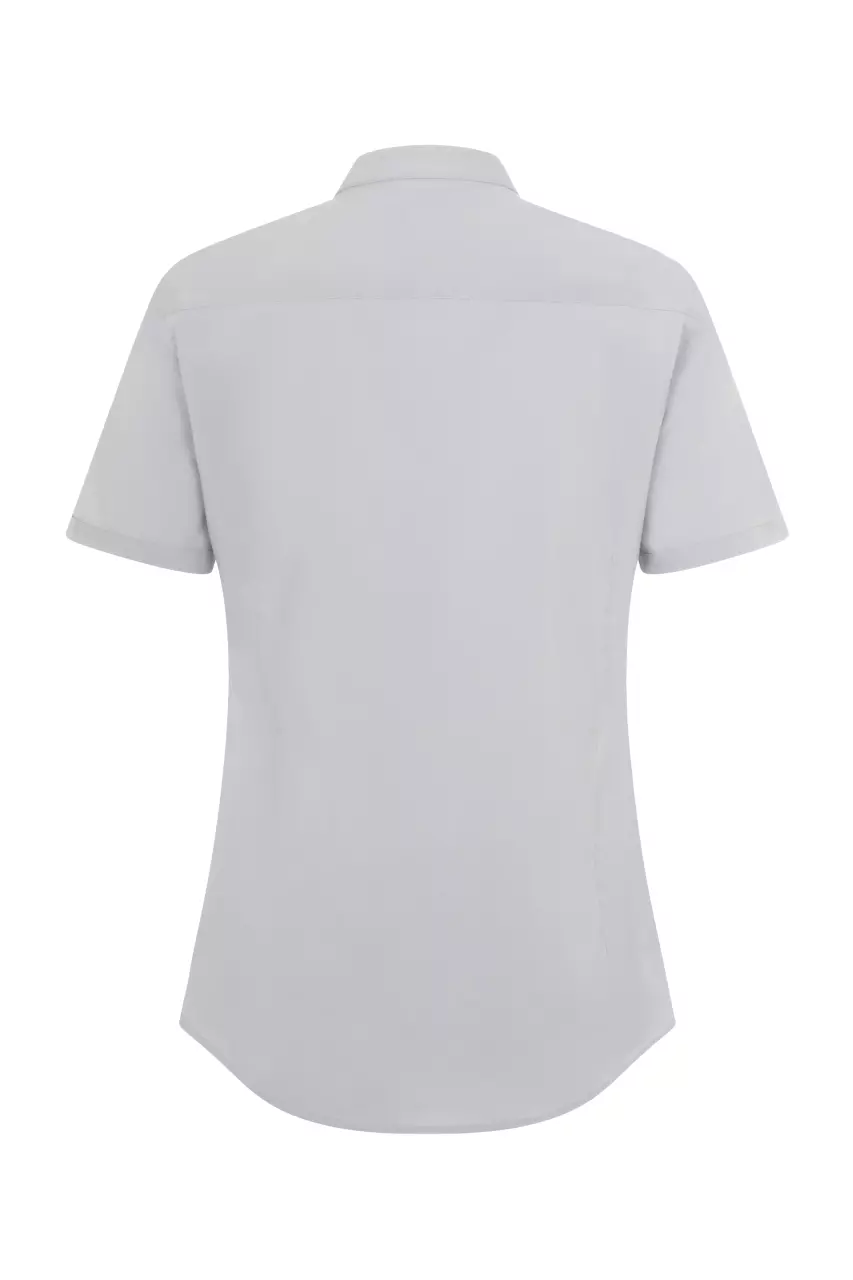 Velilla 405014S-58, Short-Sleeved Mandarin Collar Work Shirt, Ice Grey, image 4, gallery thumbnail