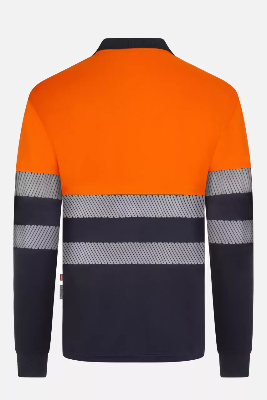 Velilla 305535-61-19, Warnschutz-Langarm-Poloshirt, Marineblau/Warnorange, image 2, gallery thumbnail
