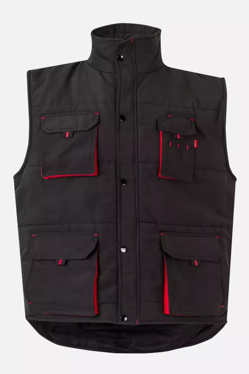 Velilla 205902-00-12, Padded Work Vest, Black/Red, image 1, gallery thumbnail