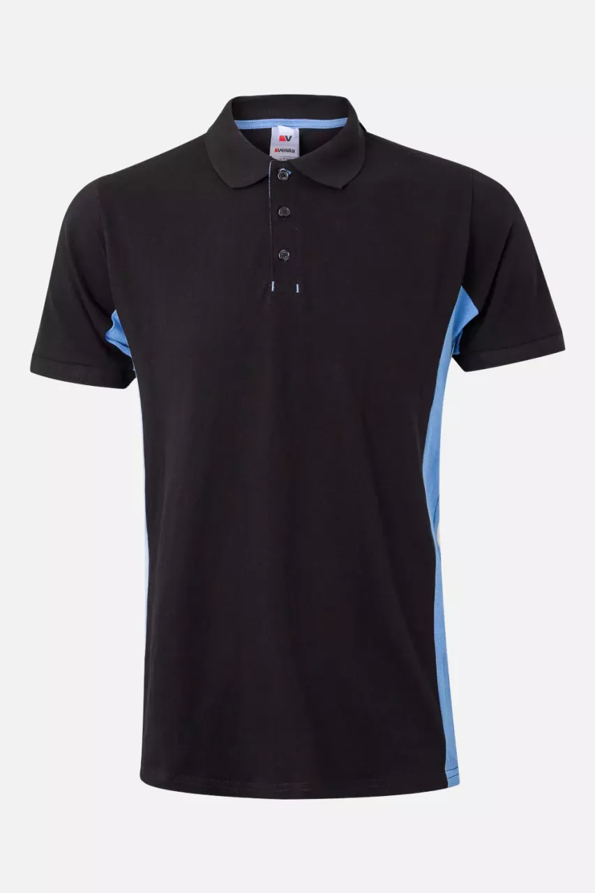 Velilla 105504-00-05, Polo Shirt, Black/Sky Blue, image 1, gallery thumbnail
