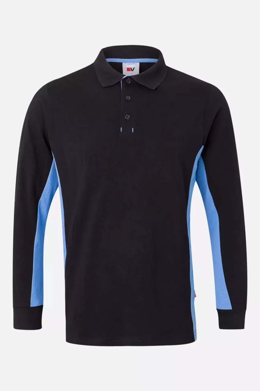 Velilla 105514-00-05, Polo Shirt, Black/Sky Blue, image 1, gallery thumbnail