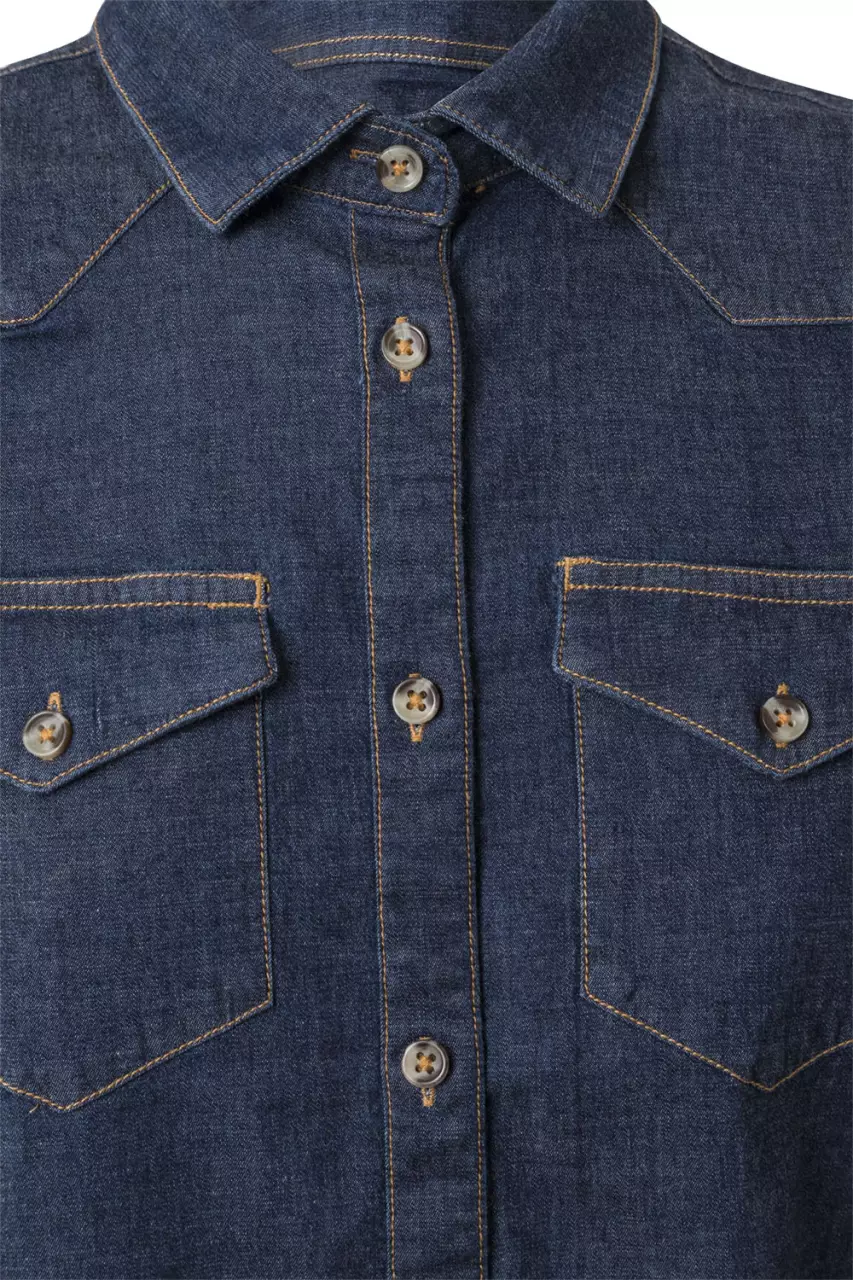 Velilla 405007S-63, Denim Work Shirt, Blue Denim, image 3, gallery thumbnail