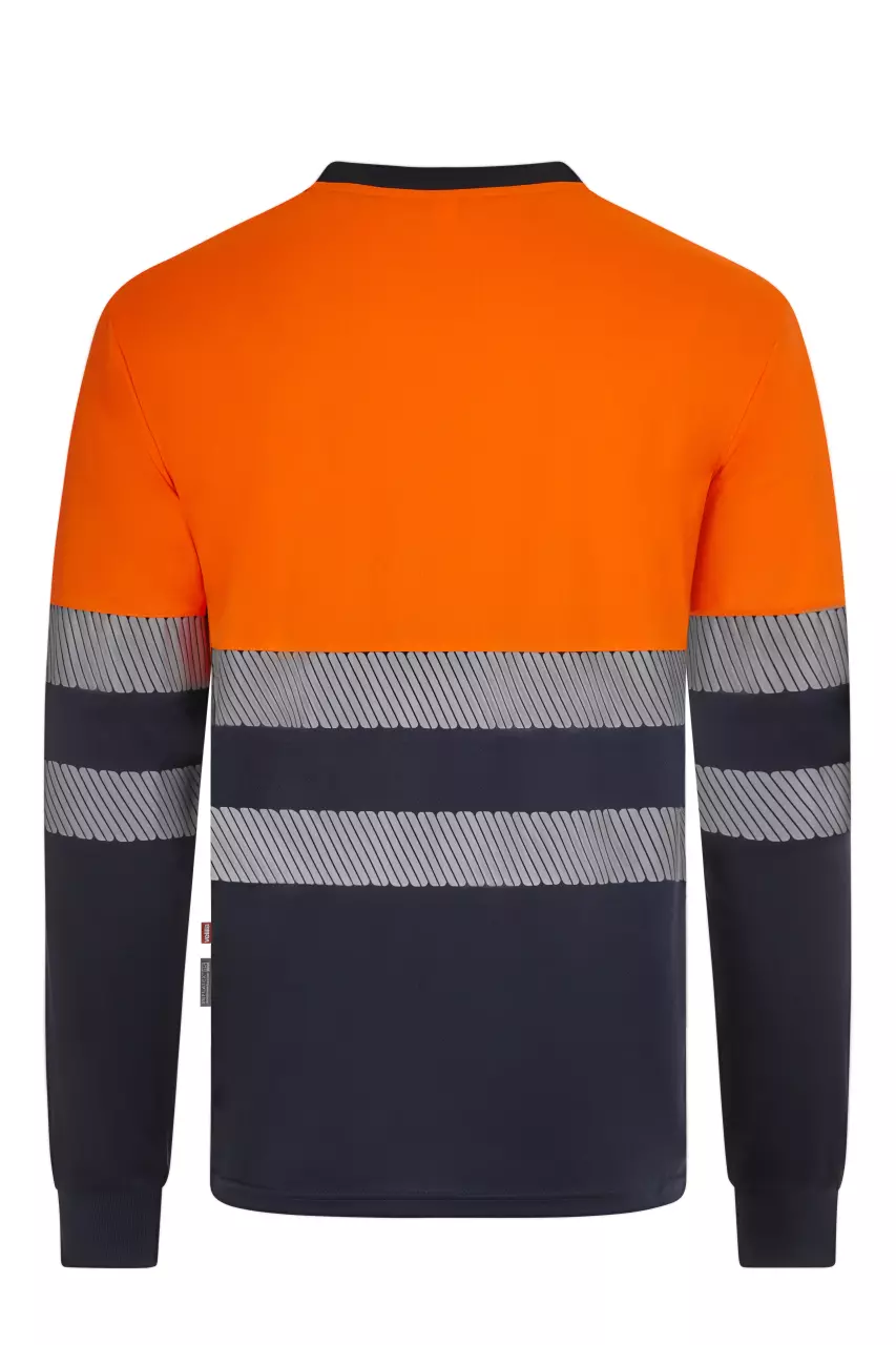 Velilla 305635-61-19, Warnschutz-Langarm-T-Shirt, Marineblau/Warnorange, image 4, gallery thumbnail