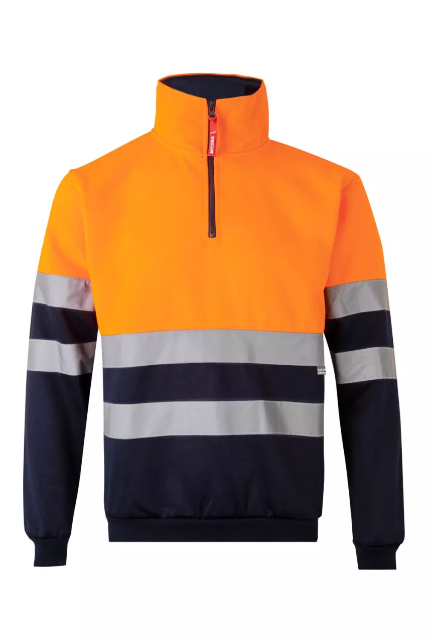 Velilla 305701-61-19, Warnschutz-Sweatshirt, Marineblau/Warnschutz-Orange, image 1, gallery thumbnail