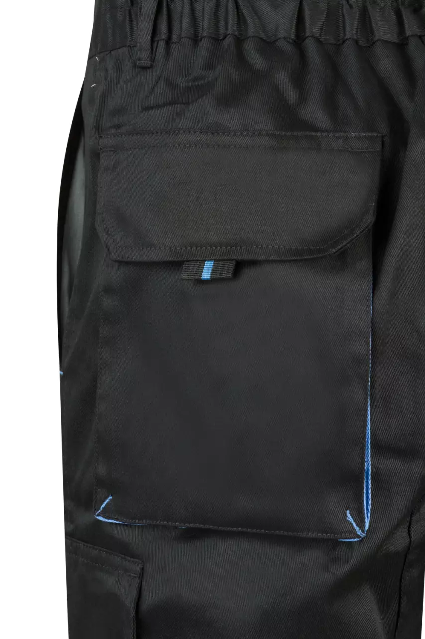 Velilla 103007-00-05, Work Shorts, Black/Sky Blue, image 5, gallery thumbnail