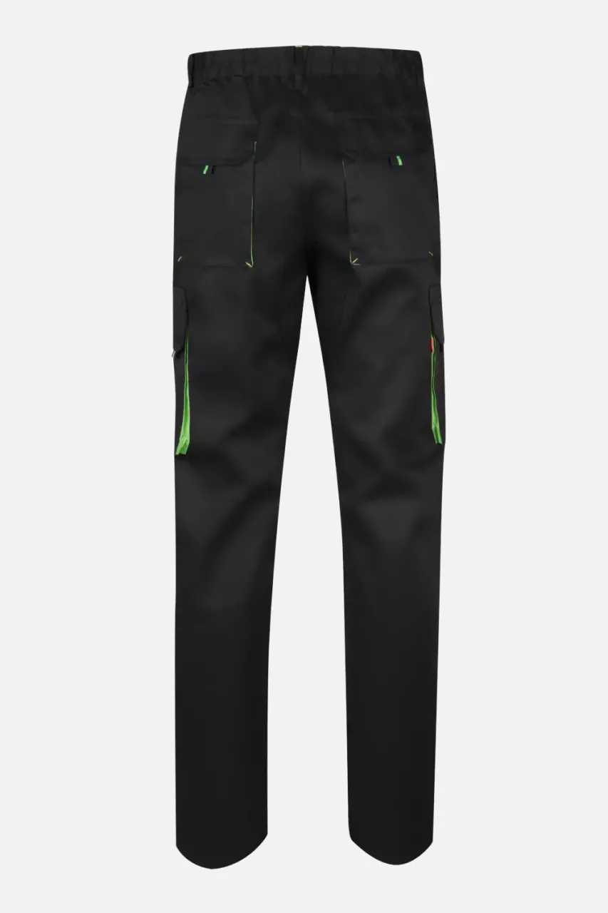 Velilla 103004-00-25, Work Trousers, Black/Lime Green, image 7, gallery thumbnail