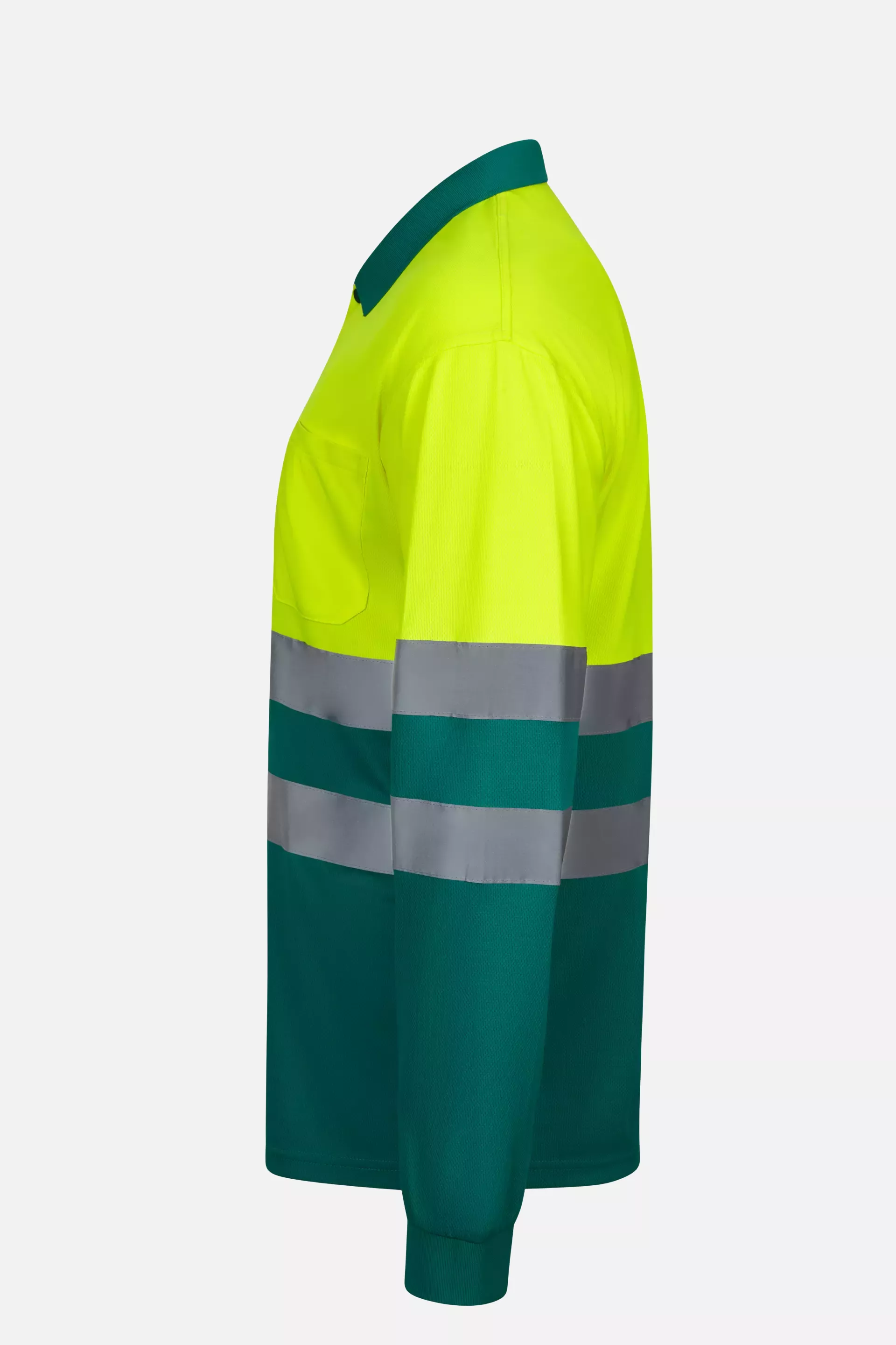 Velilla 305507-02-20, High-Vis Long Sleeved Polo Shirt, Green/Hi-Vis Yellow, image 3